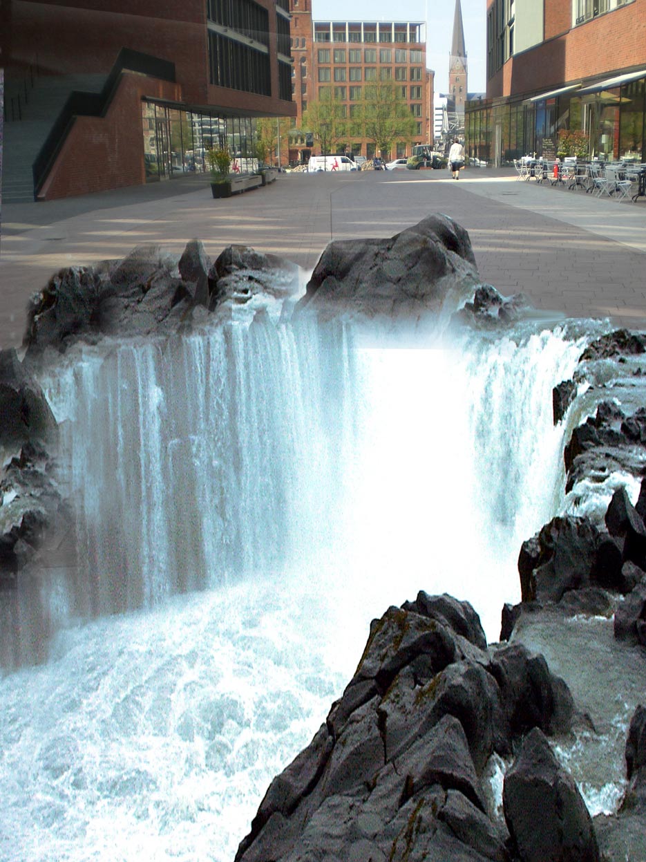Vorgeschmack auf die Art Week gibt ein 15 mal 8 Meter großer 3D-Wasserfall,