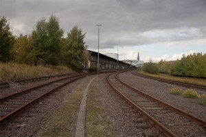 Schienen prägen das Areal des Oberhafenquartiers