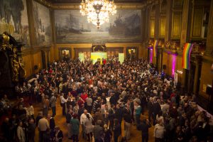 unt, laut und politisch ist der alljährliche Neujahrsempfang der Grünen im Großen Festsaal (Foto: Ole Hoffmann)