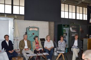 Die Pressekonferenz in der Halle 424 im Oberhafen: v.l. Bruno Brandi, Kirsten Nieser, Solveig Binroth, Iris Neitmann (Foto: TEN)